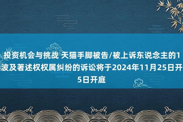 投资机会与挑战 天猫手脚被告/被上诉东说念主的1起波及著述权权属纠纷的诉讼将于2024年11月25日开庭