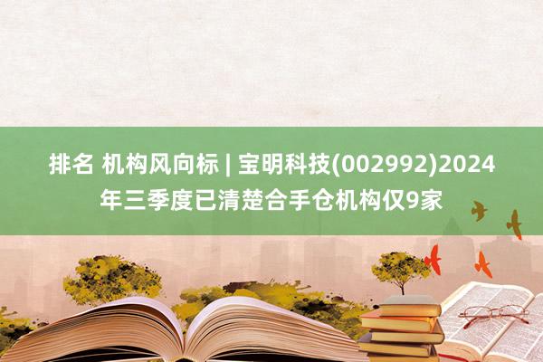 排名 机构风向标 | 宝明科技(002992)2024年三季度已清楚合手仓机构仅9家