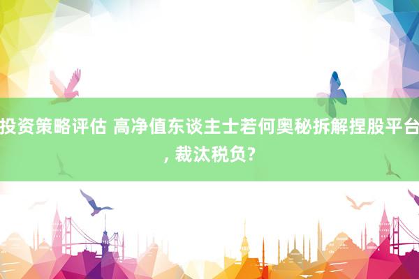 投资策略评估 高净值东谈主士若何奥秘拆解捏股平台, 裁汰税负?