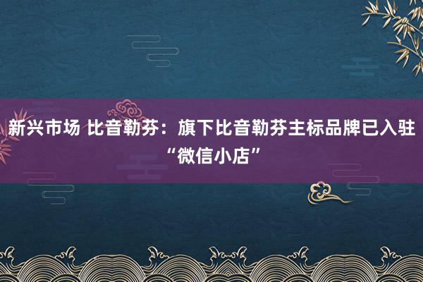 新兴市场 比音勒芬：旗下比音勒芬主标品牌已入驻“微信小店”