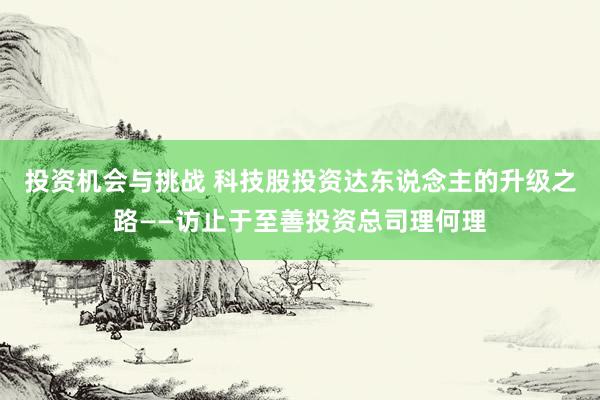 投资机会与挑战 科技股投资达东说念主的升级之路——访止于至善投资总司理何理