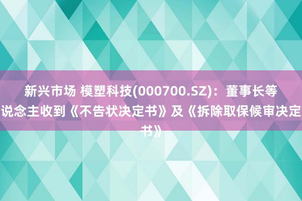 新兴市场 模塑科技(000700.SZ)：董事长等3东说念主收到《不告状决定书》及《拆除取保候审决定书》