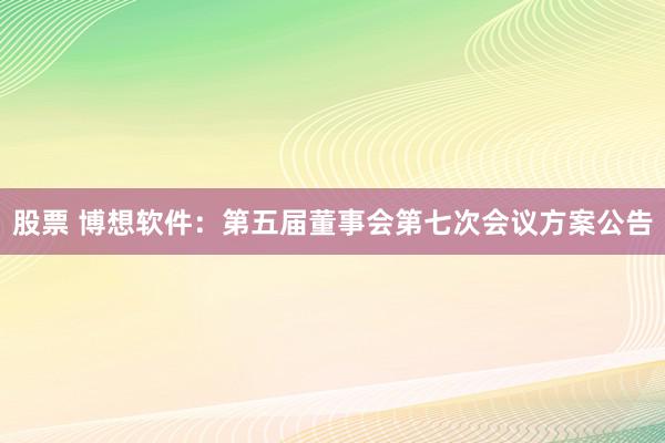 股票 博想软件：第五届董事会第七次会议方案公告