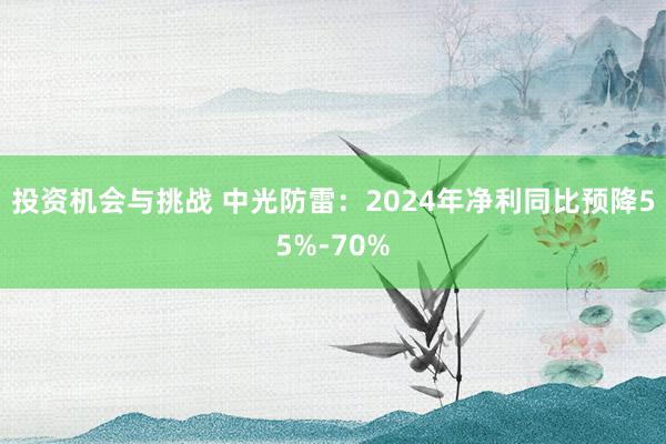 投资机会与挑战 中光防雷：2024年净利同比预降55%-70%