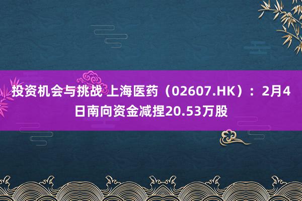 投资机会与挑战 上海医药（02607.HK）：2月4日南向资金减捏20.53万股