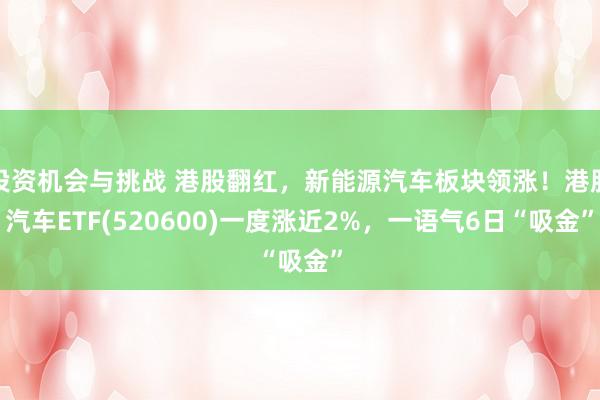 投资机会与挑战 港股翻红，新能源汽车板块领涨！港股汽车ETF(520600)一度涨近2%，一语气6日“吸金”